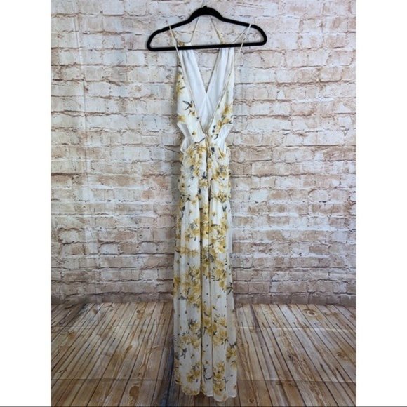 Hello Molly Yellow Just Us Cutout Maxi Dress Size Small - Picture 9 of 10